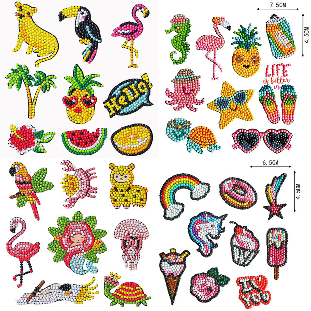 Diamond Painting Stickers Kids 5D DIY Art Craft Flamingo Hawaii Painting  with Diamonds Paint by Numbers
